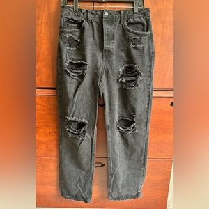 No Boundaries Black Wash Distressed Baggy Denim Size 11